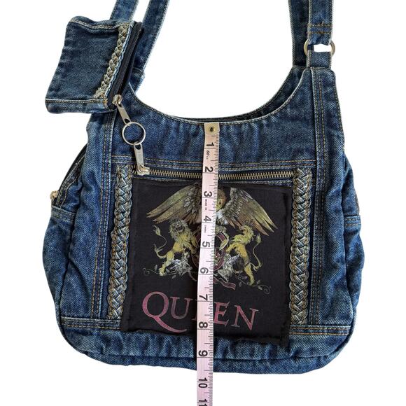 Via Penny Lane Reworked Apparel QUEEN Upcycled Denim Purse OS Bag - Picture 5 of 7